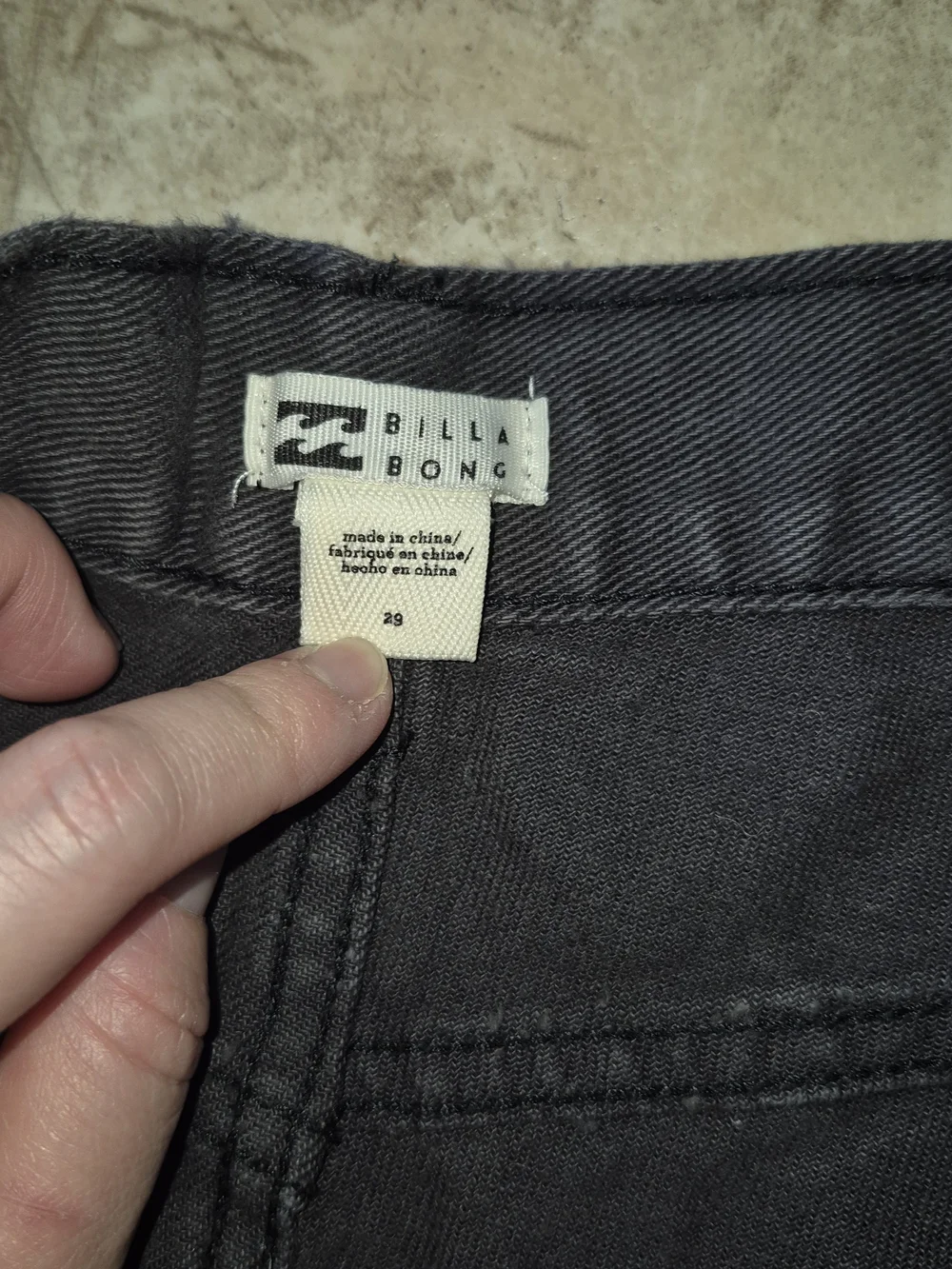 Billabong Black Distressed Frayed Denim Shorts